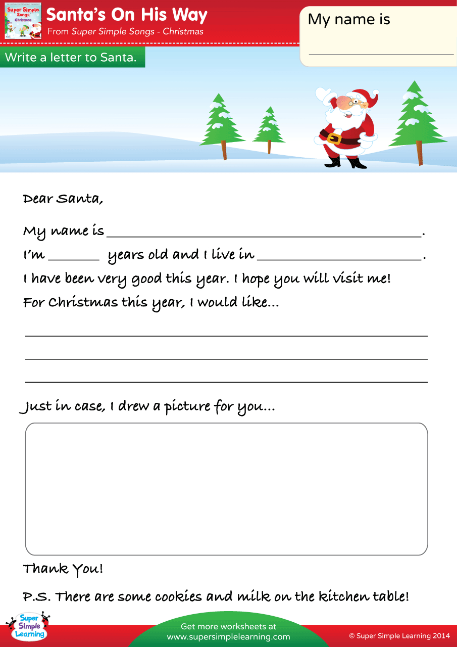 Santa&amp;#039;S On His Way Worksheet - A Letter To Santa - Super Simple inside Super Teacher Worksheets Father Christmas