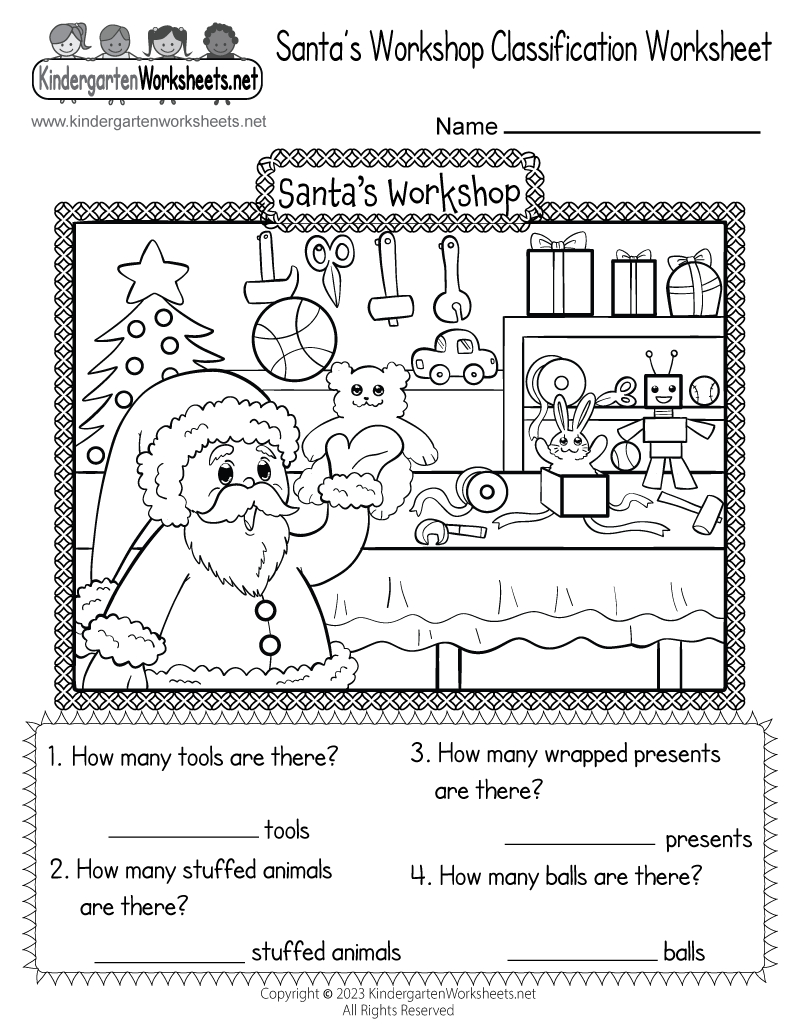 Santa&amp;#039;S Workshop Classification Worksheet - Free Printable intended for Christmas Reading Worksheets For Kindergarten