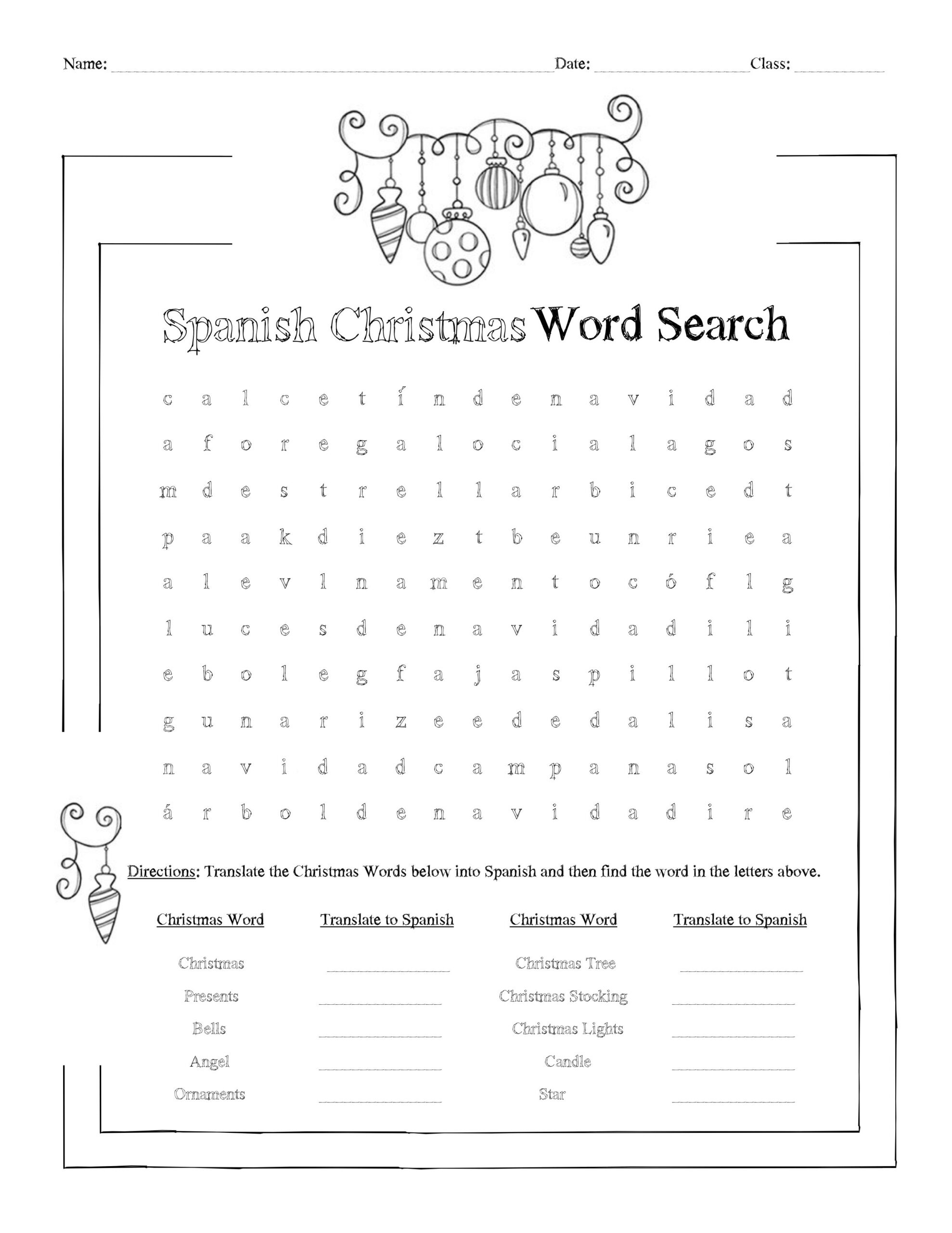 Spanish Christmas Word Search Worksheet | Madeteachers pertaining to Free Printable Spanish Christmas Worksheets