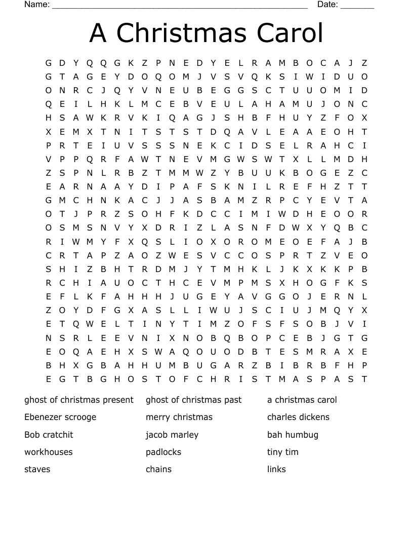 Stave One Word Search - Wordmint with regard to A Christmas Carol Vocabulary Stave 1 Worksheets