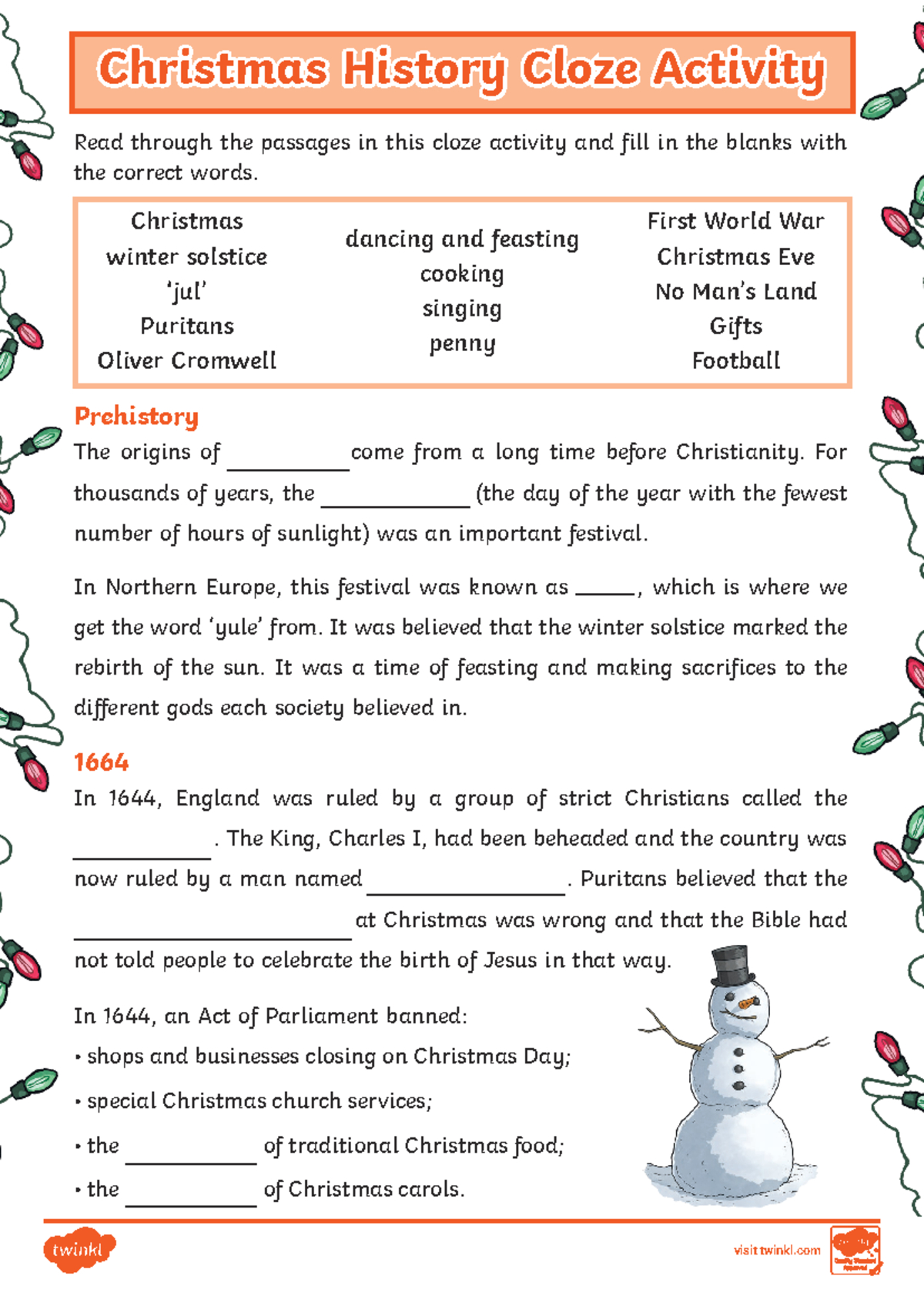 T-Tp-1637156348-Christmas-History-Cloze-Activity-Worksheet - Studocu inside Christmas Cloze Worksheets Answers