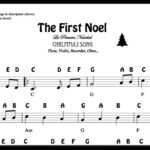 The First Noel Christmas Notes Sheet Music For Flute Violin Oboe Voice Easy  Carol Song Within First Letter Of Christmas Carols Worksheets