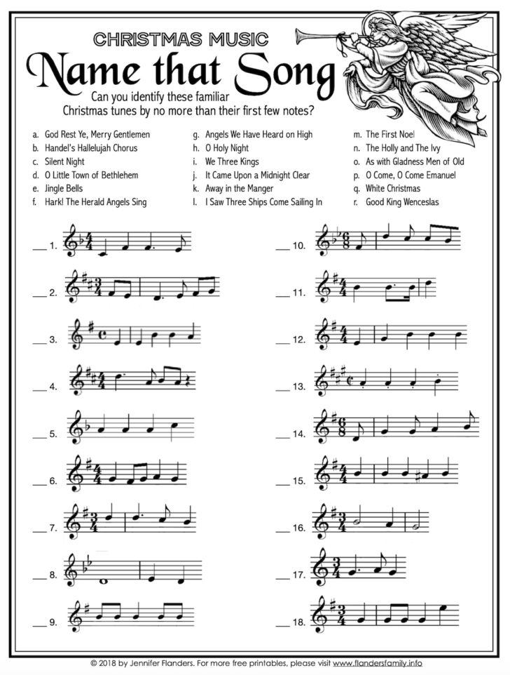 Name That Christmas Tune Worksheets Name That Christmas Tune Worksheets
