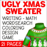 Ugly Christmas Sweater Design, Writing, Maths, Word Search & Colouring  Activities   Australian Teachers Marketplace For Ugly Christmas Sweater Math Worksheets Answers