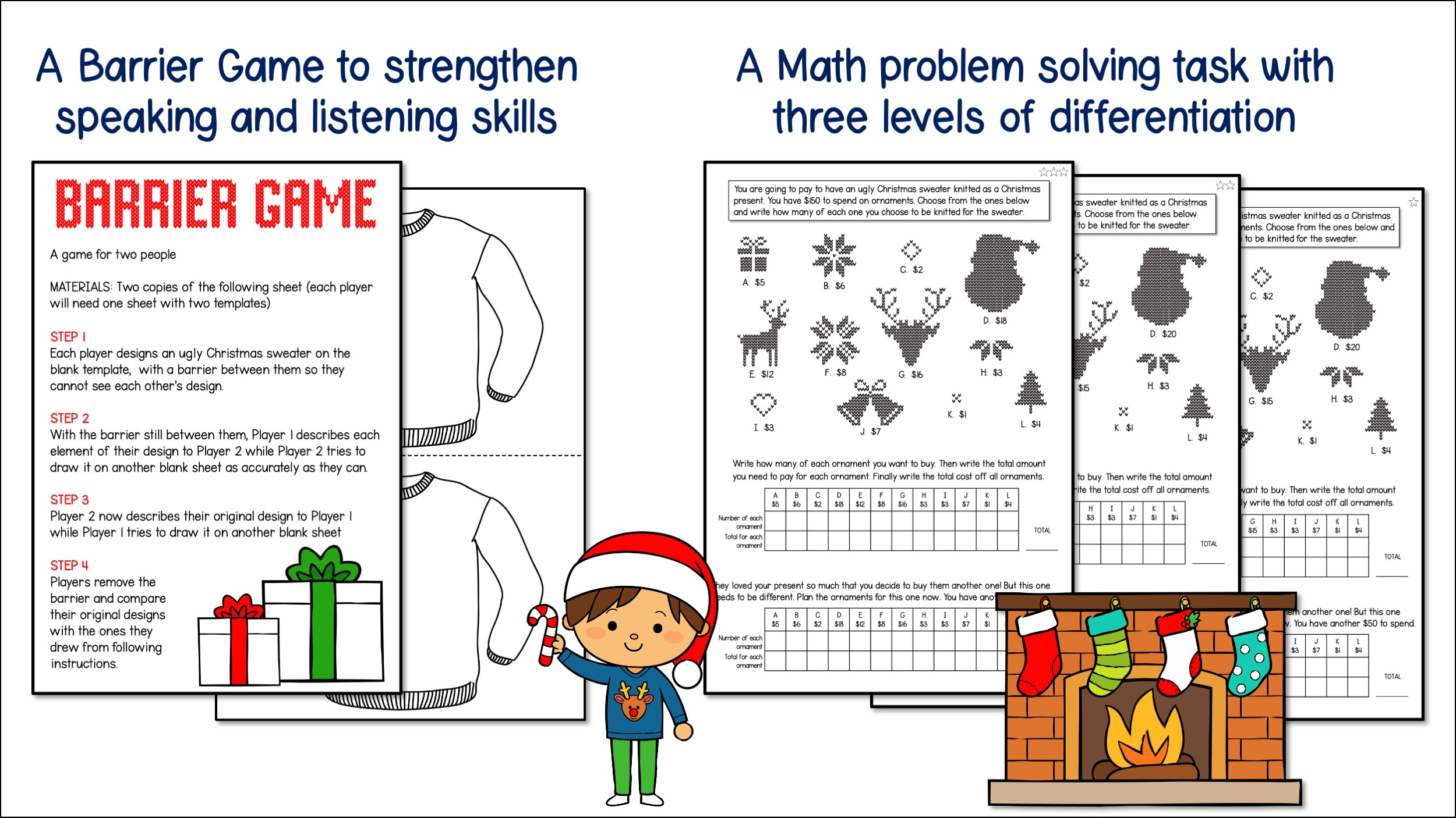 Ugly Christmas Sweater Design, Writing, Maths, Word Search &amp;amp; Colouring  Activities - Australian Teachers Marketplace within Ugly Christmas Sweater Math Worksheets Answers