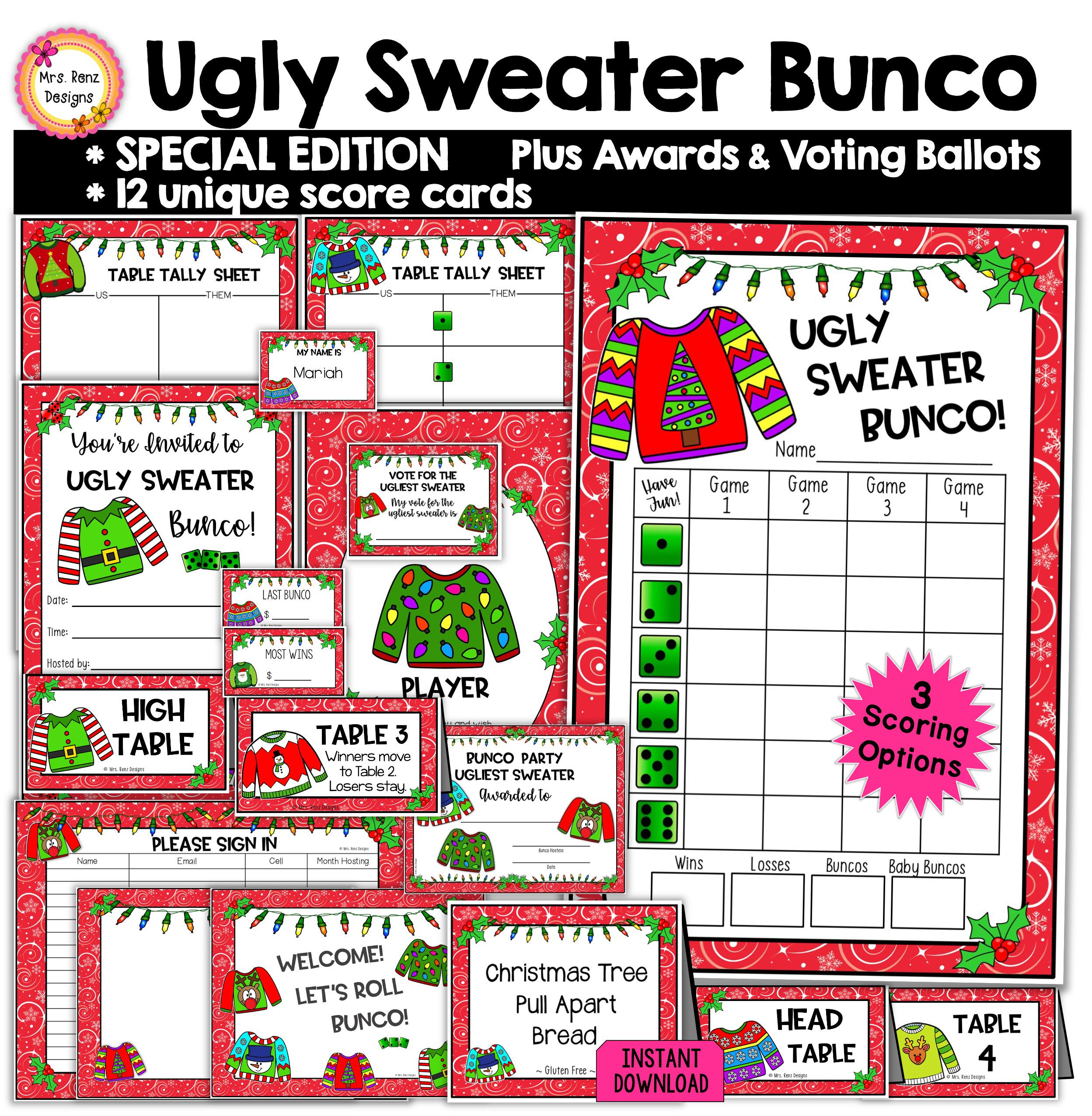 Ugly Christmas Sweater Score Sheet - Etsy pertaining to Beyond the Worksheets Ugly Christmas Sweaters Answer Key