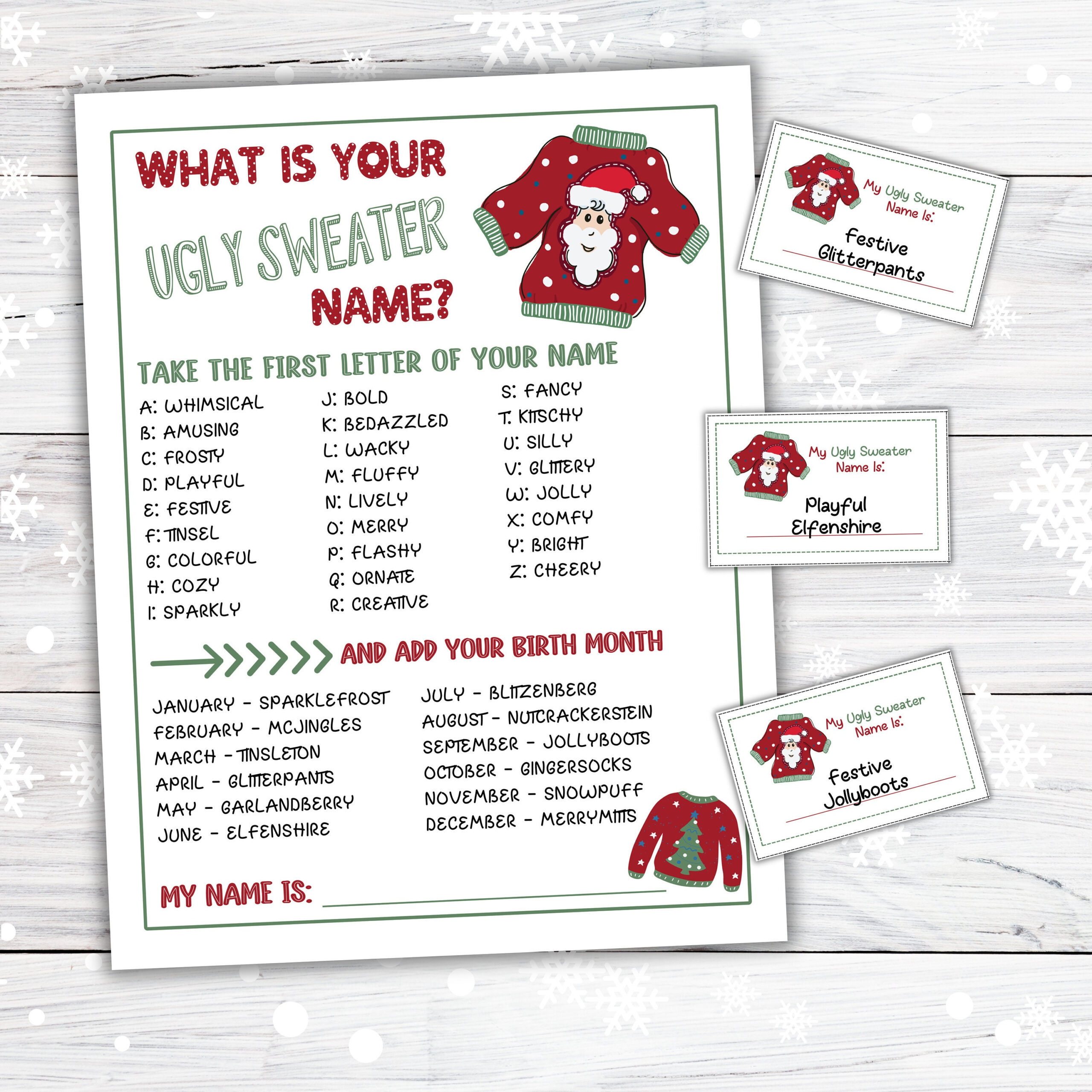 Ugly Sweater Scavenger Hunt - Etsy pertaining to Ugly Christmas Sweater Beyond the Worksheets Answers