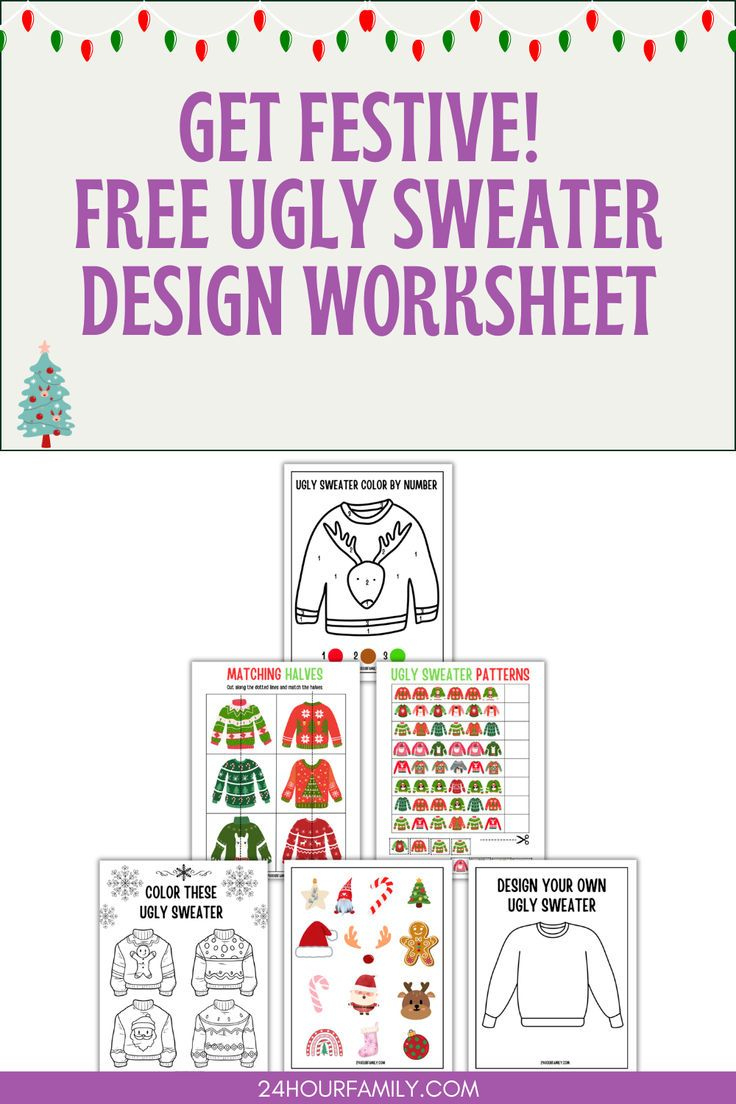 Ugly Sweater Worksheets (Free Printables) with Design Your Own Ugly Christmas Sweater Worksheets