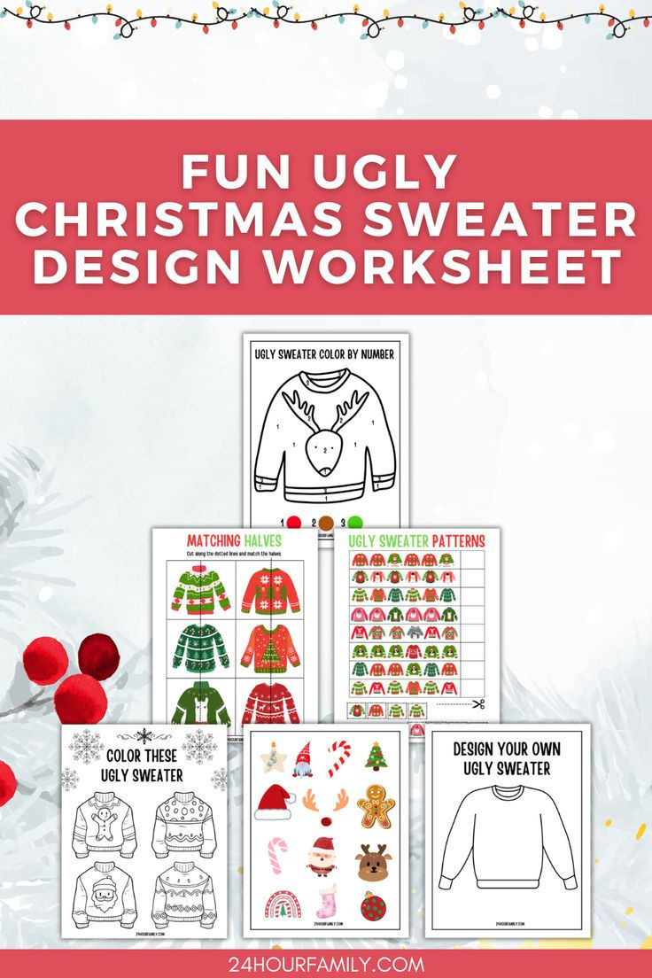 Ugly Sweater Worksheets (Free Printables) within Ugly Christmas Sweater Worksheets