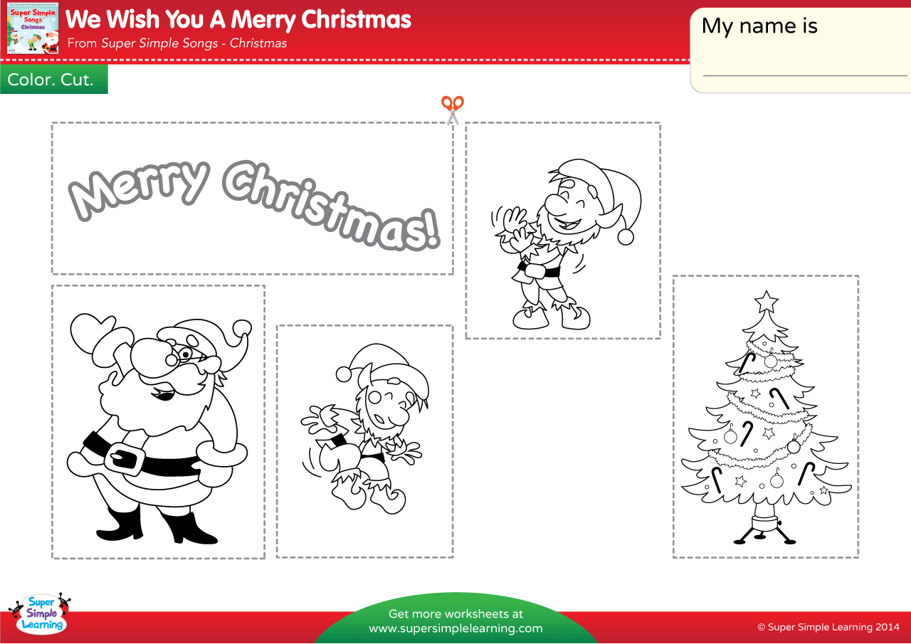 We Wish You A Merry Christmas Worksheet - Color, Cut, &amp;amp; Paste regarding Color Cut and Paste Christmas Worksheets