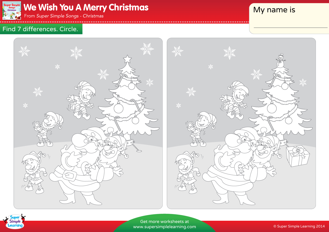 We Wish You A Merry Christmas Worksheet - Find The Differences within Spot the Difference Christmas Worksheets