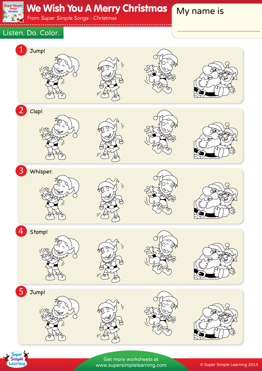 We Wish You A Merry Christmas Worksheet - Listen, Do, &amp;amp; Color intended for We Wish You A Merry Christmas Worksheets