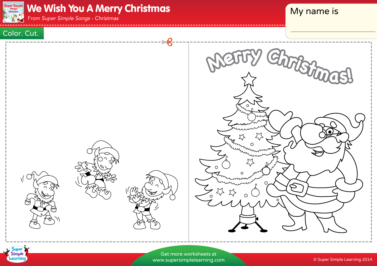We Wish You A Merry Christmas Worksheet - Make A Chirstmas Card in Christmas Cards Worksheets Printable