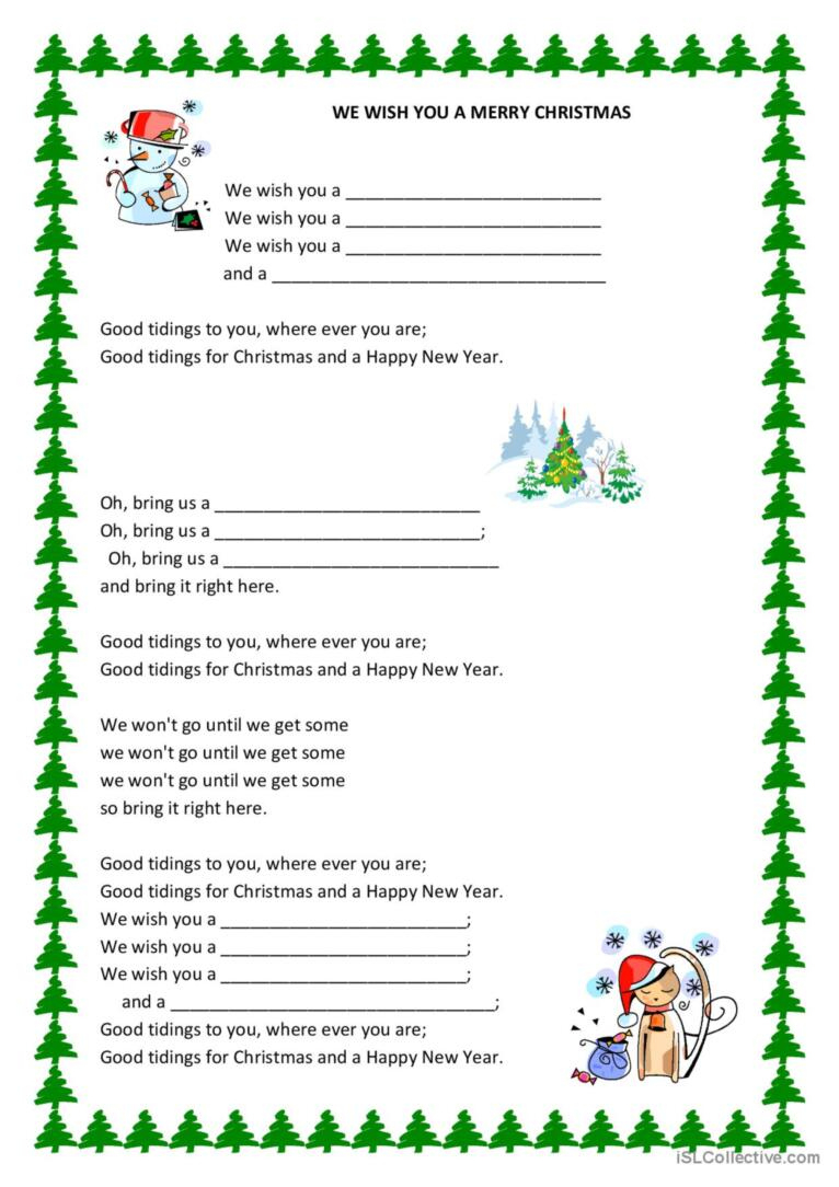 We Wish You A Merry Christmass Ga…: English Esl Worksheets Pdf &amp;amp; Doc regarding We Wish You a Merry Christmas Worksheets