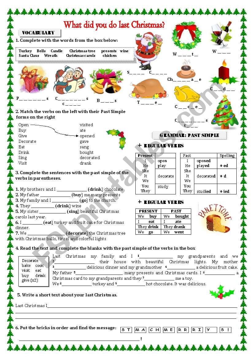 What Did You Do Last Christmas? - Esl Worksheetbomberito pertaining to What I Did Over Christmas Break Worksheets