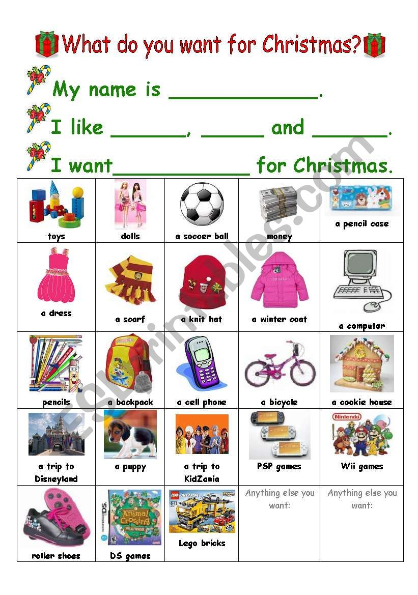 What Do You Want For Christmas? - Esl Worksheetvivienliuwei within All I Want For Christmas Worksheets