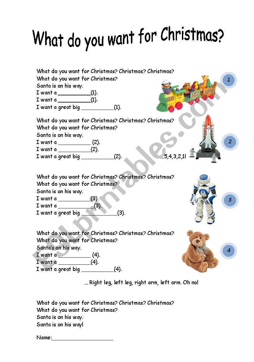 What Do You Want For Christmas Lyrics - Esl Worksheetpiskisnins regarding What I Want For Christmas Worksheets