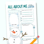 Winter All About Me   Free Printable Worksheet Within Free Printable All About Me Christmas Worksheets