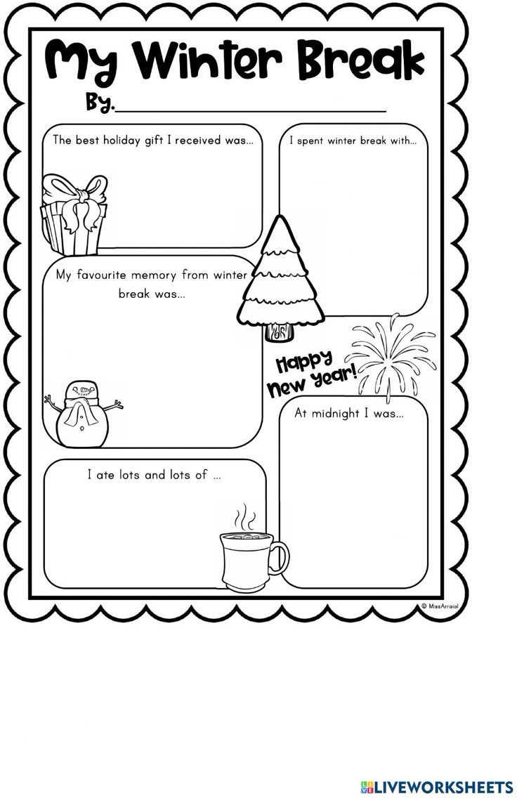 Winter Break Online Worksheet inside What I Did Over Christmas Break Worksheets