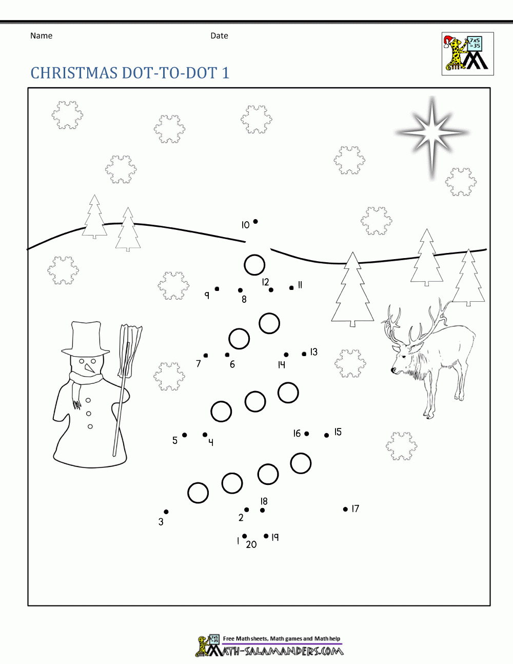 Winter Dot To Dot intended for Dot To Dot Christmas Worksheets