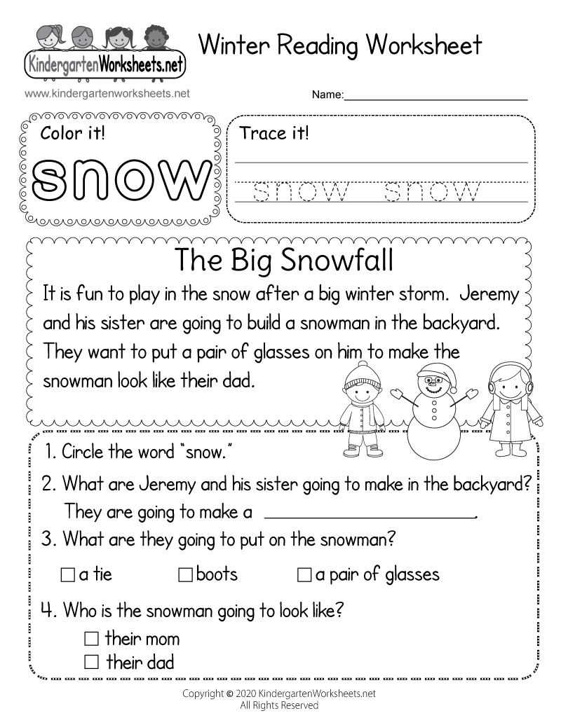 Winter Reading Worksheet - Free Printable, Digital, &amp;amp; Pdf inside Christmas Reading Comprehension Worksheets Kindergarten