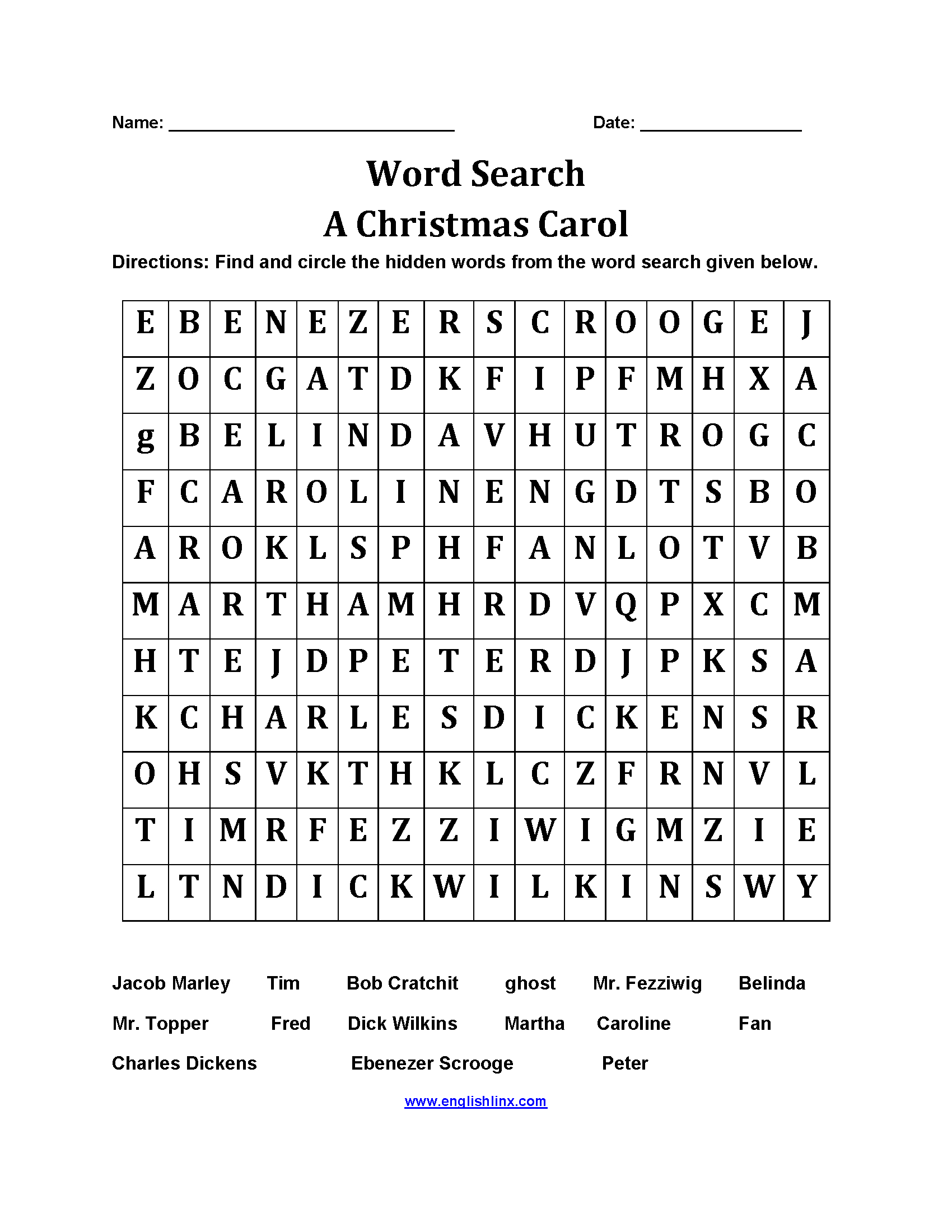 Word Search Worksheets | Christmas Carol Word Search Worksheets regarding Christmas Carol Worksheets Free