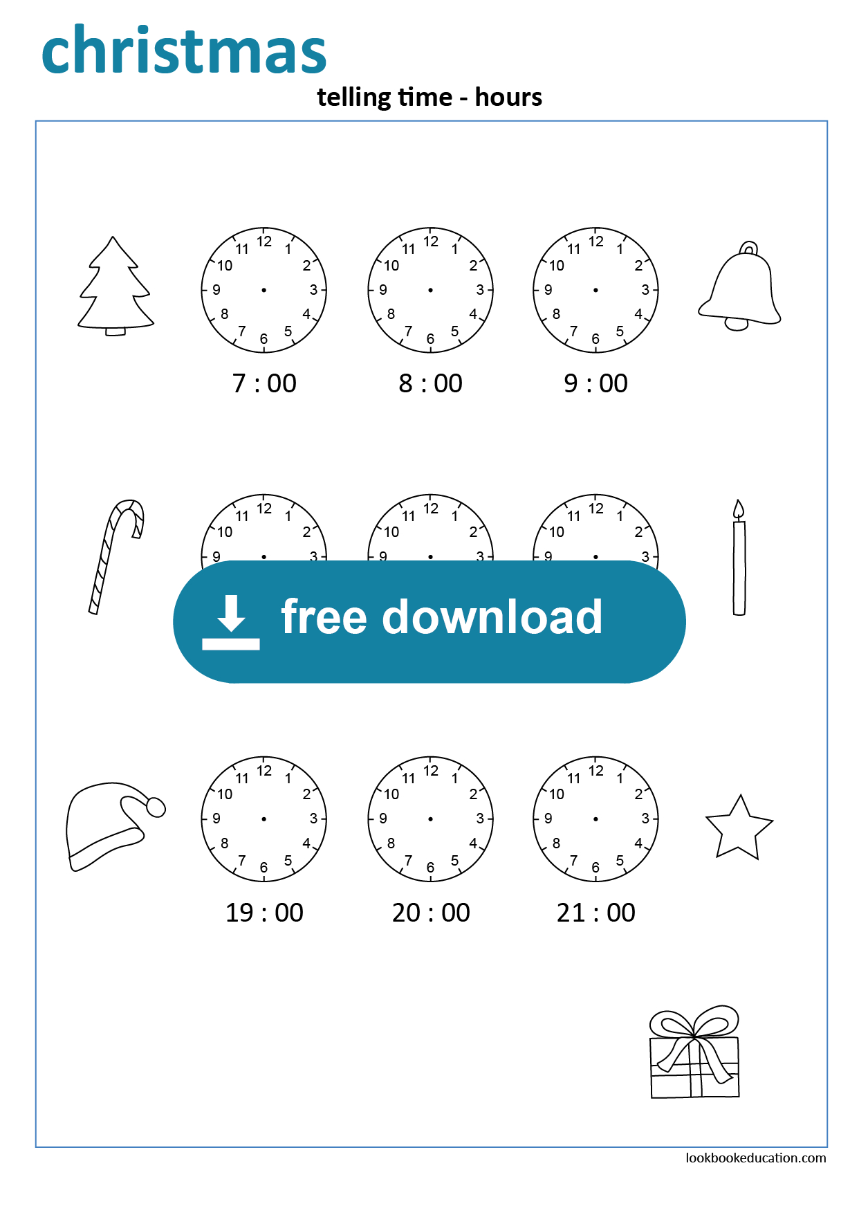Worksheet Christmas Telling Time Hours - Lookbookeducation intended for Christmas Telling Time Worksheets