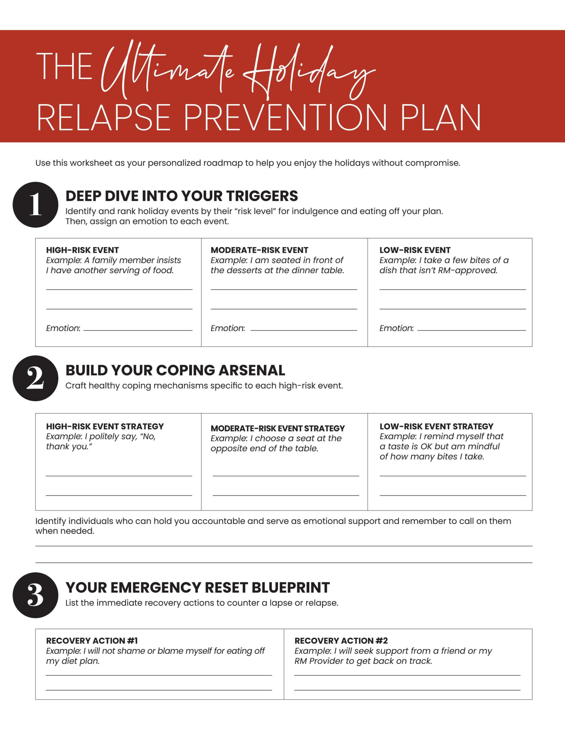 Worksheet: The Ultimate Holiday Relapse Prevention Planred for Christmas Relapse Prevention Worksheets