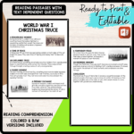 World War I Christmas Truce Reading Comprehension Worksheet Intended For World War 1 Christmas Truce Worksheets Answers